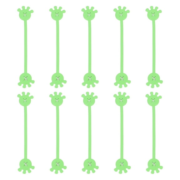 Uxcell 10 PCS Magnetic Cable Ties, Cute Elastic Silicone Cable Ties Magnetic Hand Shape Cord Clip Organizer, Green