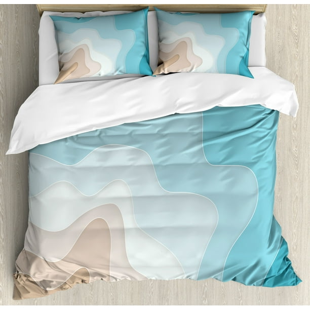 Wave Duvet Cover Set Queen Size, Geode Inspired Abstract Art Tides ...