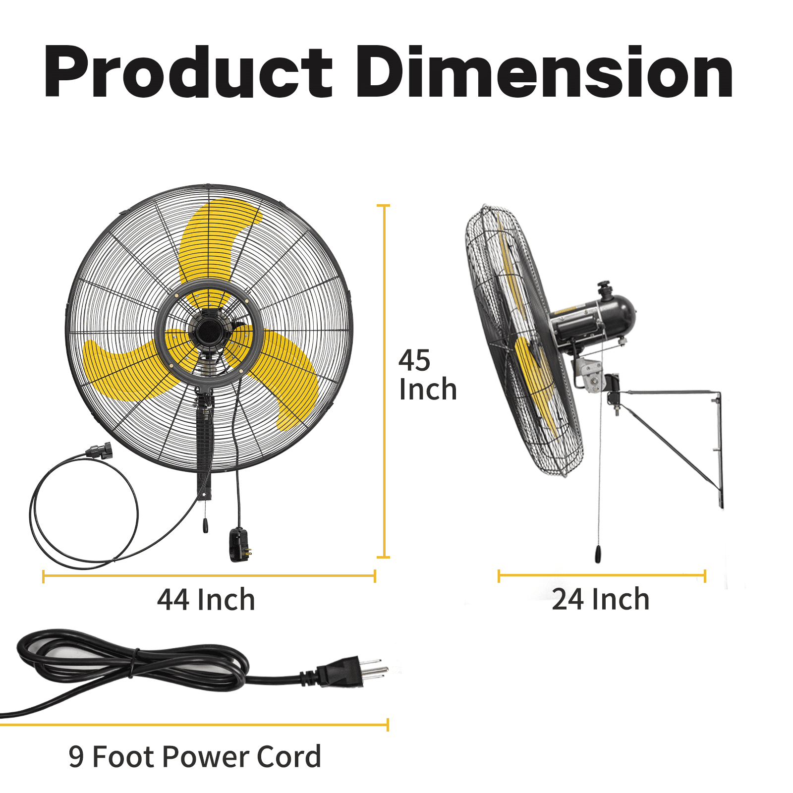 9300 CFM 30" Outdoor Wall Mount Misting Fans, High Velocity 3-Speed Waterproof Professional Oscillating Wall Fan, Heavy Duty Industrial Fan for Commercial, Garage, Warehouse, UL Listed