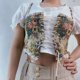 thumbnail image 3 of Blusas elegantes de diseño francés vintage con cuello halter y estampado floral estilo vendaje para mujer, blusas sexys para fiesta y club., 3 of 5