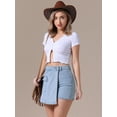 thumbnail image 2 of DARING DIVA Women's High Waist Western Asymmetrical Denim Cargo Skirt M Light Blue, 2 of 7