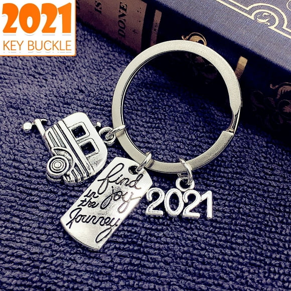 EGNMCR Keychains 2021 Find in The Journey RV Outdoor Gift Retirees Memorial Keychain Bangle Bracelet