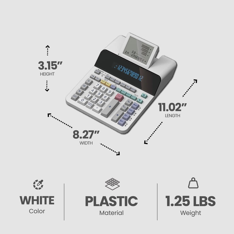 Sharp EL-1901 12-Digit Paperless Printing Calculator, SHREL1901