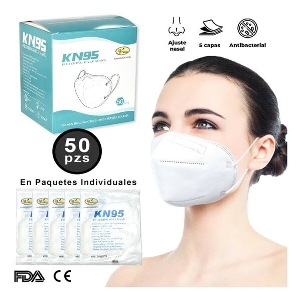 Cubrebocas KN95 Mascarilla KN95 Caja con 50 piezas 5 Capas con Certificado KN95 Mascarilla Salud