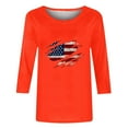 thumbnail image 5 of Honeeladyy American Flag Stars Stripes Shirts for Women's 2024 Summer Loose And Comfortable Independence Day Printed Round Neck Three-quarter Sleeve 3/4 Sleeve T-Shirt Top for Gym Sport(Orange,2XL), 5 of 5