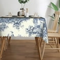thumbnail image 3 of Toile De Jouy Tablecloth 60x120 Inch, Washable Waterproof Rectangular Table Cover for Party Picnic Dinner Decor, 3 of 5