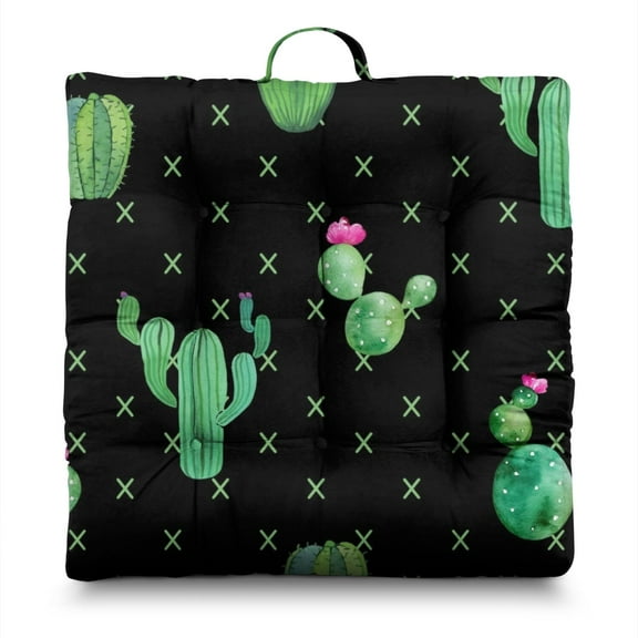 Southwestern Succulent Floor Cushion - Oversized Square Meditation Pillow, Soft & Skin-Friendly, 9-Point Stitching for Durability, Desert Cactus Art