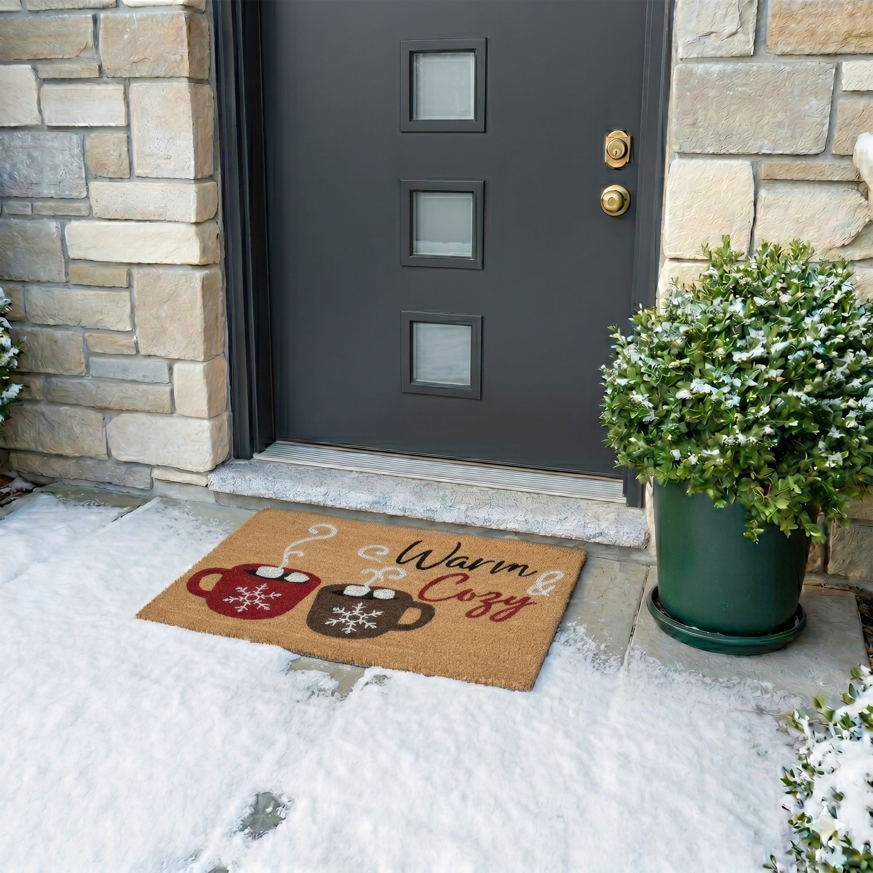 Achim Printed Coir Holiday Doormat 18" x 30" - Warm and Cozy