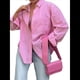 thumbnail image 3 of Camisas de Mujer con Botones, Blusas de Rayas de Larga, Blusas Casuales de Moda 2025 Rosa XL, 3 of 7