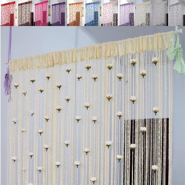 Rose Thread Door Curtain 2024 39x79 Inch String Curtain With Roses Room Divider Decoration Easy To Use And Door Frame Tassel Rose Thread Door Curtain For Door Home Dec Bedroom Short Curtains Curtains