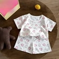 thumbnail image 2 of KPOPLK Toddler Girls Pajamas Kids Pajamas Set Ruffled Short Sleeves Summer Pjs Sleepwear for Girl Size 3-4 Years, 2 of 5