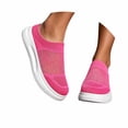thumbnail image 3 of VeFlora Couples Slip On Mesh Sneakers, Breathable Knit Casual Walking Shoes, Lightweight Thick Sole Platform Loafers for Men Women, Everyday Summer Comfort Shoes(Pink/36), 3 of 9