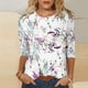 thumbnail image 1 of ICHUANYI Clearance Women's Fashion Printed Loose T-shirt 3/4 Sleeves Blouse Round Neck Casual Tops(Purple, XL) ICHUANYI WER2023080806864, 1 of 5