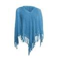 thumbnail image 2 of Women's Lace Shawl with Tassel Fringe, Geometric Openwork Evening Wrap Scarf, Lightweight Summer Cover Up for Wedding Guest, Party, Dress-Blue, 2 of 4