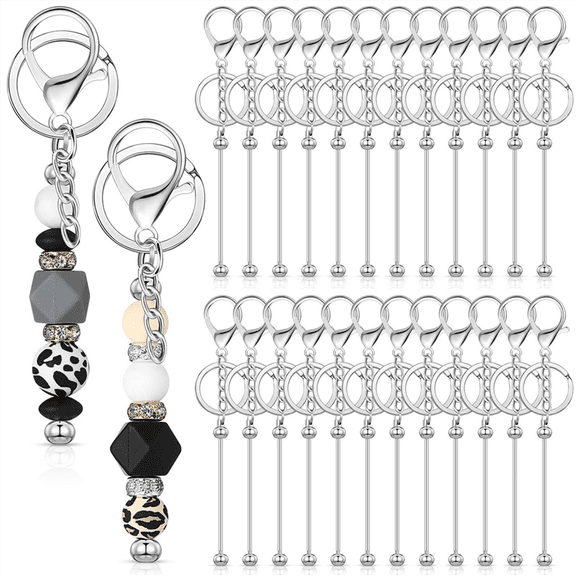 New Arrivals Beadable Keychain Bars Bulk for Beads DIY Blank Silver
