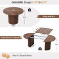 thumbnail image 4 of Weselon 41"-78" Extendable Oval Dining Table for 4-8, Modern Farmhouse Kitchen Table with Roman Column Leg, Large Wood Dining Room Table, Walnut, 4 of 10