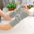 thumbnail image 4 of Long Knitted Arm Warmers Fingerless Gloves with Thumb Hole, Warm Winter Solid Color Stretchable Arm Sleeves for Women Men, 53cm Extra Length Forearm Cover for Cold Weather Indoor Outdoor Use(Grey), 4 of 7