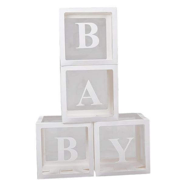 Cajas de bebé con letras, cajas de globos transparentes, decoración de fiesta, bloques de cajas de adultos