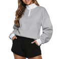 thumbnail image 5 of Women Half Zip Sweatshirt with Neck and Contrast Casual Sporty Pullover Top, 5 of 8