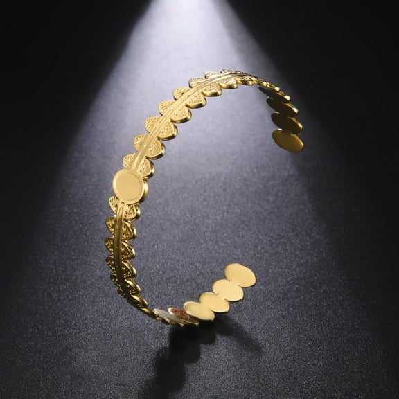 Classic Fence 14K Yellow Gold Bracelet for Women Girl Fashion Bangles Birthday Christmas Jewelry Lover Gift