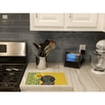 thumbnail image 2 of Summer Sunflowers Longhair Blue and Tan Dapple Dachshund Glass Cutting Board Large 12 in x 15 in, 2 of 5