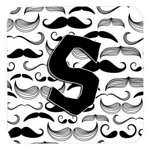 Carolines Treasures CJ2009-SFC Letter S Moustache Initial Foam Coasters- Set Of 4