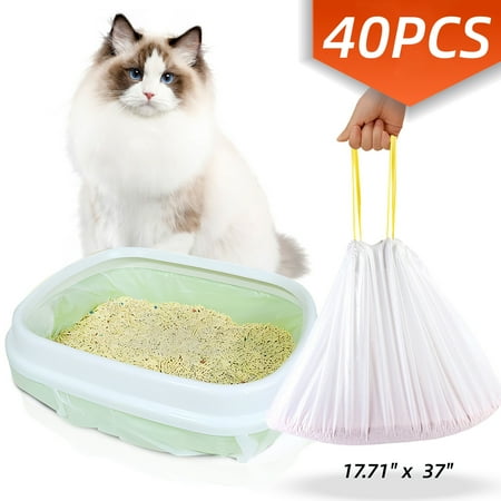 Cat Litter Bags Litter Box Lliners Large Jumbo Drawstring Pet Pan Liners Kitty Litter Box Bag 40Pcs 17.71  x 37