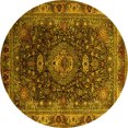 thumbnail image 1 of Ahgly Company Machine Washable Indoor Round Medallion Yellow Traditional Area Rugs, 4' Round, 1 of 4