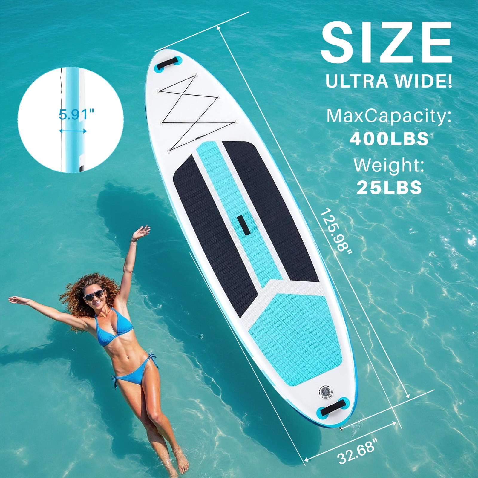 Sybels Complete Inflatable Stand Up Paddle Board Kit, Wide & Stable Design, Anti-Slip Deck, Adjustable Paddle, Ideal for Beginners to Advanced, Blue