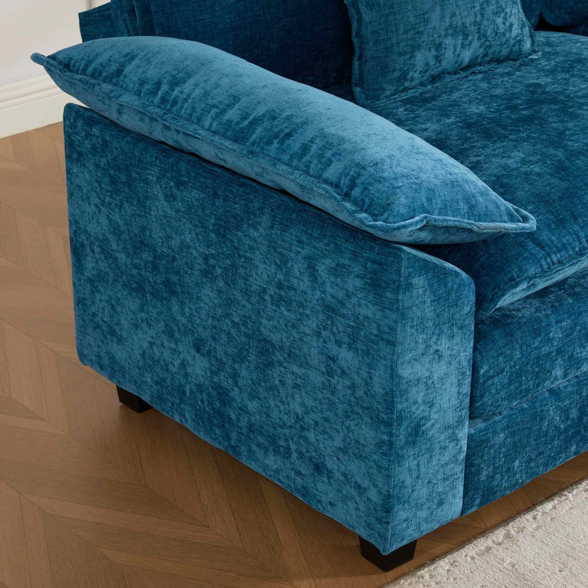 MAYEERTY Wider Armrest Cloud Loveseat Sofa, Chenille Modular Sectional Couch with Double‑Layer Cushion for Home Apartment, Ottoman Not Included