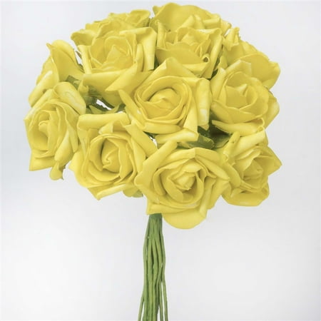 6 Pack 72 Pcs Yellow Foam Flowers Artificial Roses ...