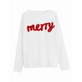 thumbnail image 4 of Christmas Sweaters for Women Casual Loose Scoop Neck Pullover Sweater Letter Merry Printed Ugly Christmas Sweater White Shermie, 4 of 6