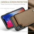 thumbnail image 2 of for iPhone X/XS Premium PU Leather Back Case, Multiple Card Slots Design, Double Magnetic Clasp Study Kickstand RFID Blocking Classic Phone Cover for iPhone X/XS, Brown, 2 of 9