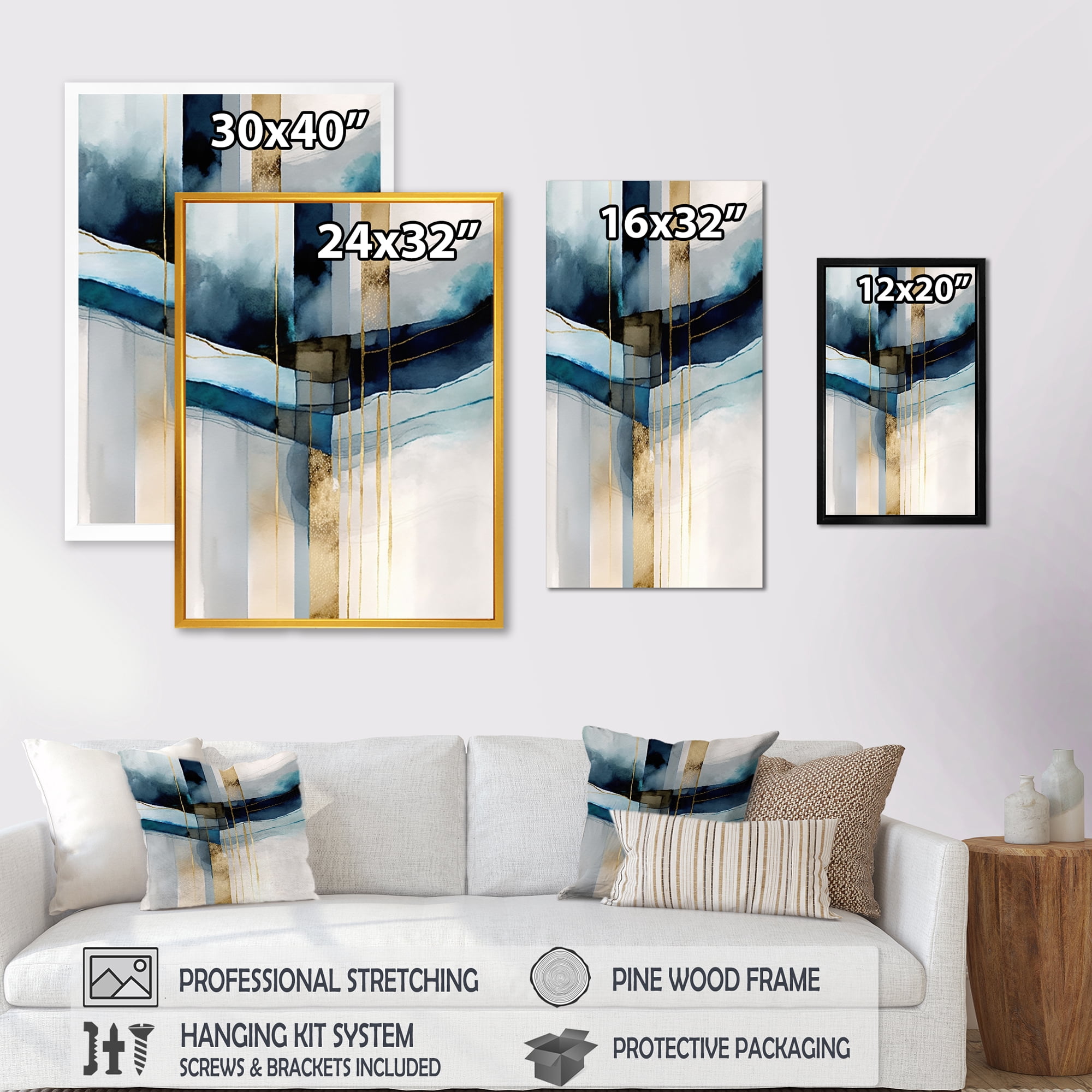 Designart Abstract Transitional Modern Shapes V Canvas Wall Art