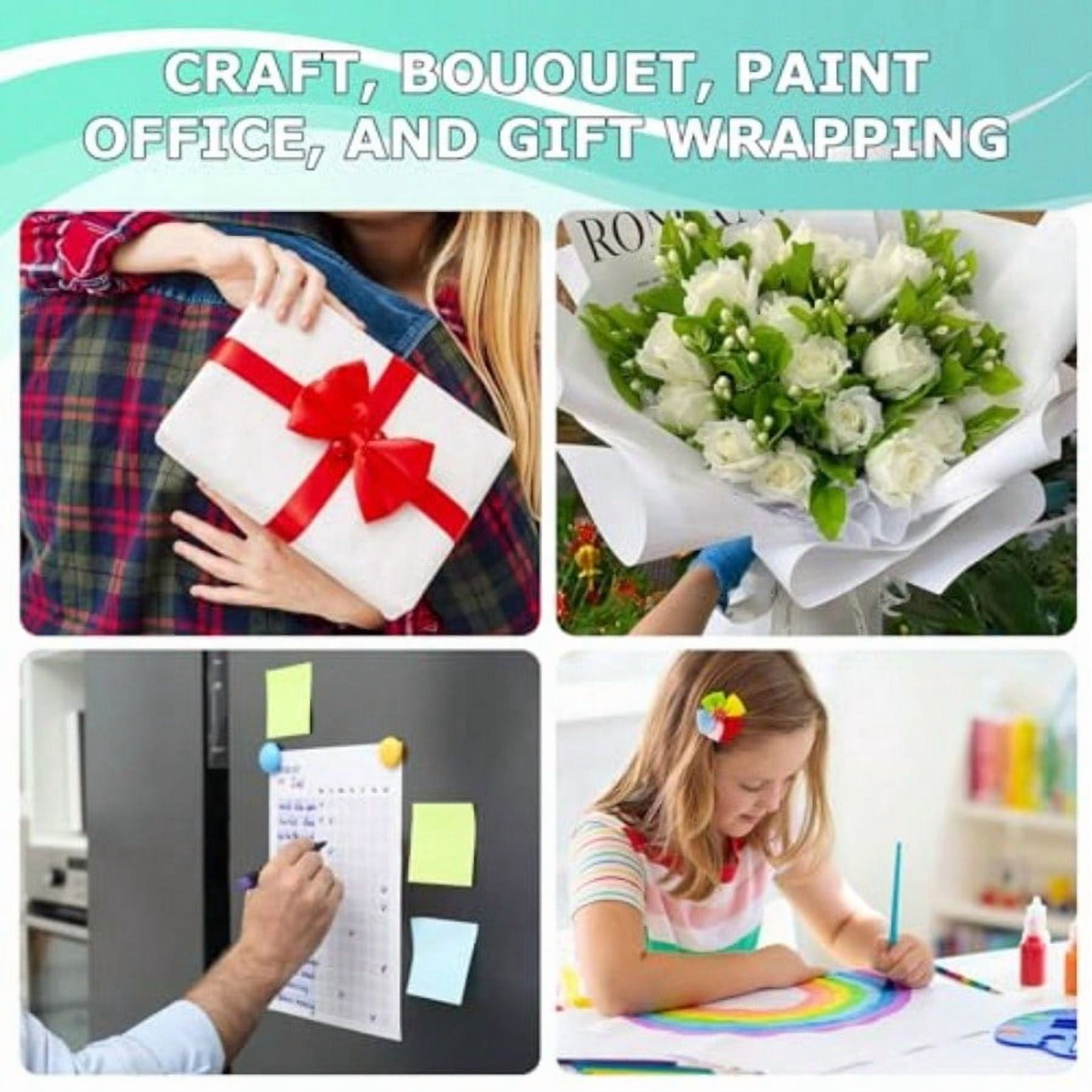 36 x 2520 210' White Wrapping Paper Jumbo Rolls White Kraft Paper Roll Easel Painting Drawing Paper Roll Art plies Gift Wrapping Chart Poster Bulletin Board Paper Roll 80GSM 55LB