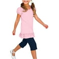thumbnail image 4 of ZOYOEN Girls Ruffle Cotton T Shirts- Short Sleeve Soft Summer Casual Kids Fashion Tops Pink Size 2-14 T, 4 of 8