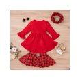 thumbnail image 4 of TheFound Baby Girl Pants Suit Solid Color Long-sleeved Tops Check Pants Bib, 4 of 9