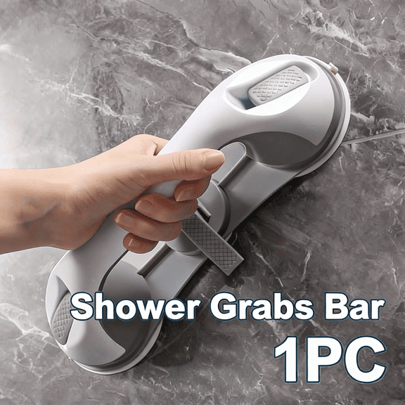 Suction Cup Grab Bar for Shower - Heavy Duty 240lb Capacity Safety Rail with Anti-Slip Grip, Flip Lock Technology for Secure Hold on Tile/Glass, Bathroom Assist Handle for Elderly & Disabled