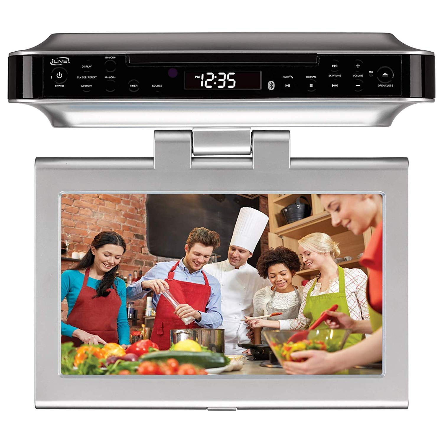 iLive Under Bluetooth Wireless CD/DVD/FM Radio Player, Silver