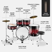 Best Choice Products 5-Piece Beginner Drum Set w/ Snare, Bass, Toms, Cymbal, Hi-Hat, Sticks Drum Pedal - Cherry Sunburst