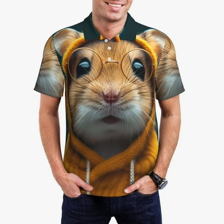 Uemuo Modern Yellow Sweater Guinea Pig for Men’s Golf Shirt – Premium Pique Cotton Polo Soft & Breathable Casual Short Sleeve Shirt Comfortable Activewear for Sports & Leisure-4X-Large