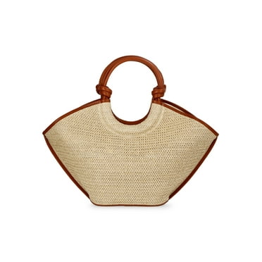 Time and Tru Women's Knot Handle Tote Handbag, Natural