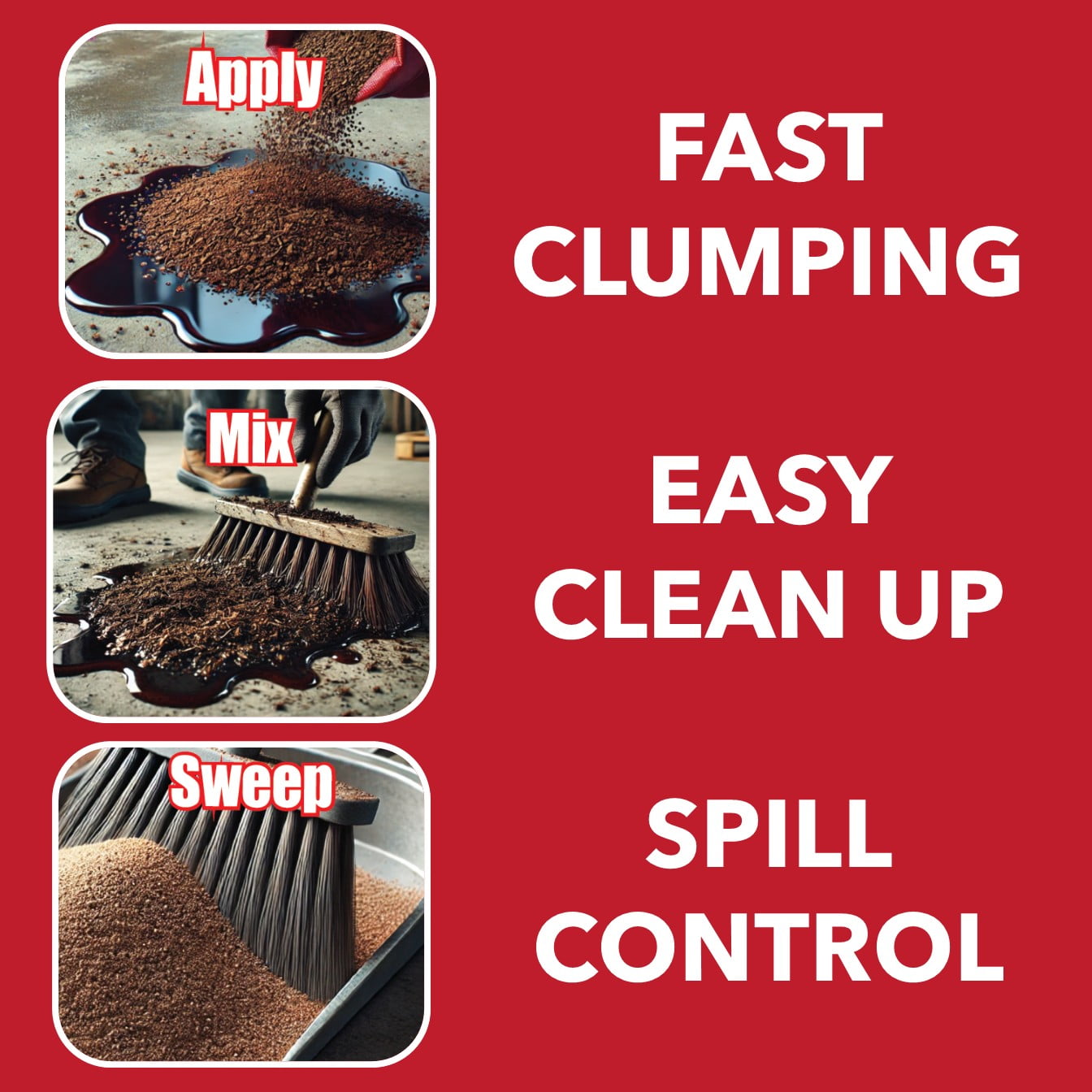 Oil Eater Rapid Clean Absorbent for Spills, 1.6lb Absorbs 1 Gallon Oil & Water