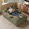 thumbnail image 2 of Rophefx 76" Oversized Chair Chaise Lounge Indoor, Corduroy Cloud Sofa Bed with Cup holder,Sleeper Reading Chair Boneless Couch for Living Room, Bedroom,Olive Green, 2 of 8