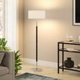 thumbnail image 3 of Evelyn&Zoe Simone 2-Light Floor Lamp with Fabric Shade, Cool Gray/Brass/White, 3 of 5