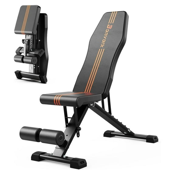 800LBS Adjustable Weight - Bonvork Foldable Workout Press with 20.5'' Extended Base for Home Gym, Folding Decline Incline Strength Training for Full Body Exercise - 2024 Version