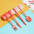 thumbnail image 4 of 4pcs wheat straw tableware set reusable chopsticks spoon knife and fork adult set Travel Portable giftsorange, 4 of 5