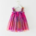 thumbnail image 4 of Penkiiy Baby Girl Tulle Dress Casual Flower Star and Moon Print Toddler Dresses 6M-5Y Hot Pink, 4 of 5