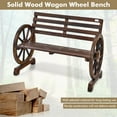 thumbnail image 6 of Gymax Patio Wagon Wheel Bench Outdoor Garden Wooden Rustic Bench w/ Slatted Design, 6 of 10