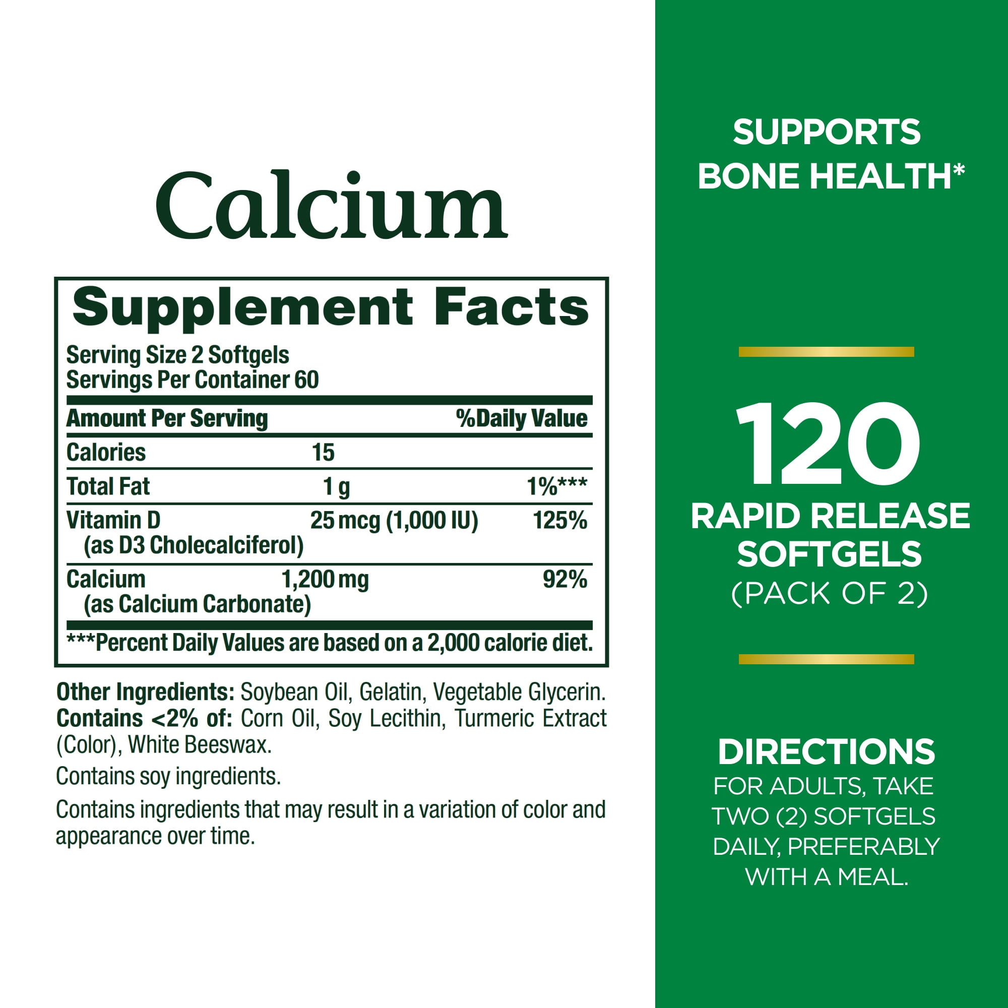 (3 pack) Nature’s Bounty Calcium Supplement + 1000 IU Vitamin D3, 120 Ct (2-Pack)